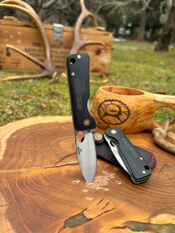 İçten Kilitli Günlük Çakı Siyah/Yeşil - G-Mikarta - J10 - 4116