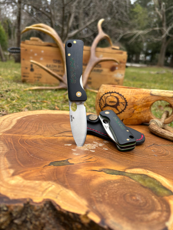 İçten Kilitli Günlük Çakı Siyah/Yeşil - G-Mikarta - J10 - 4116