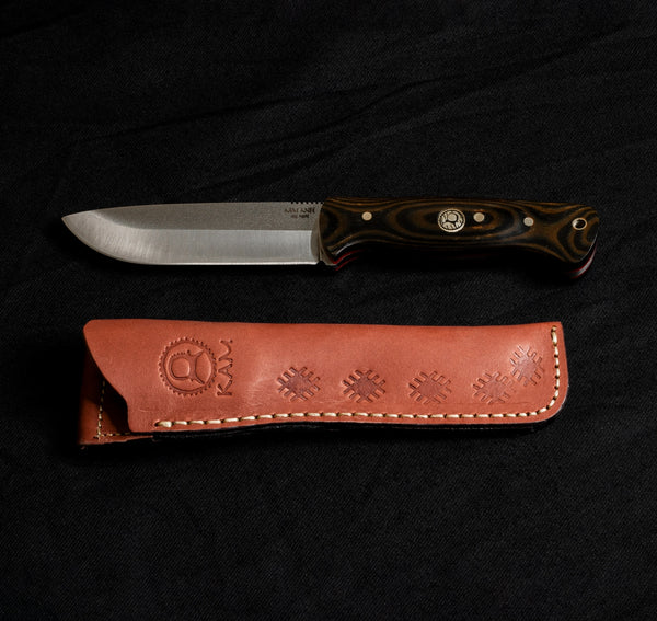 Bushcraft Av Orman Bıçağı - Siyah/Kahverengi Kompakt Mikarta - A10- N690