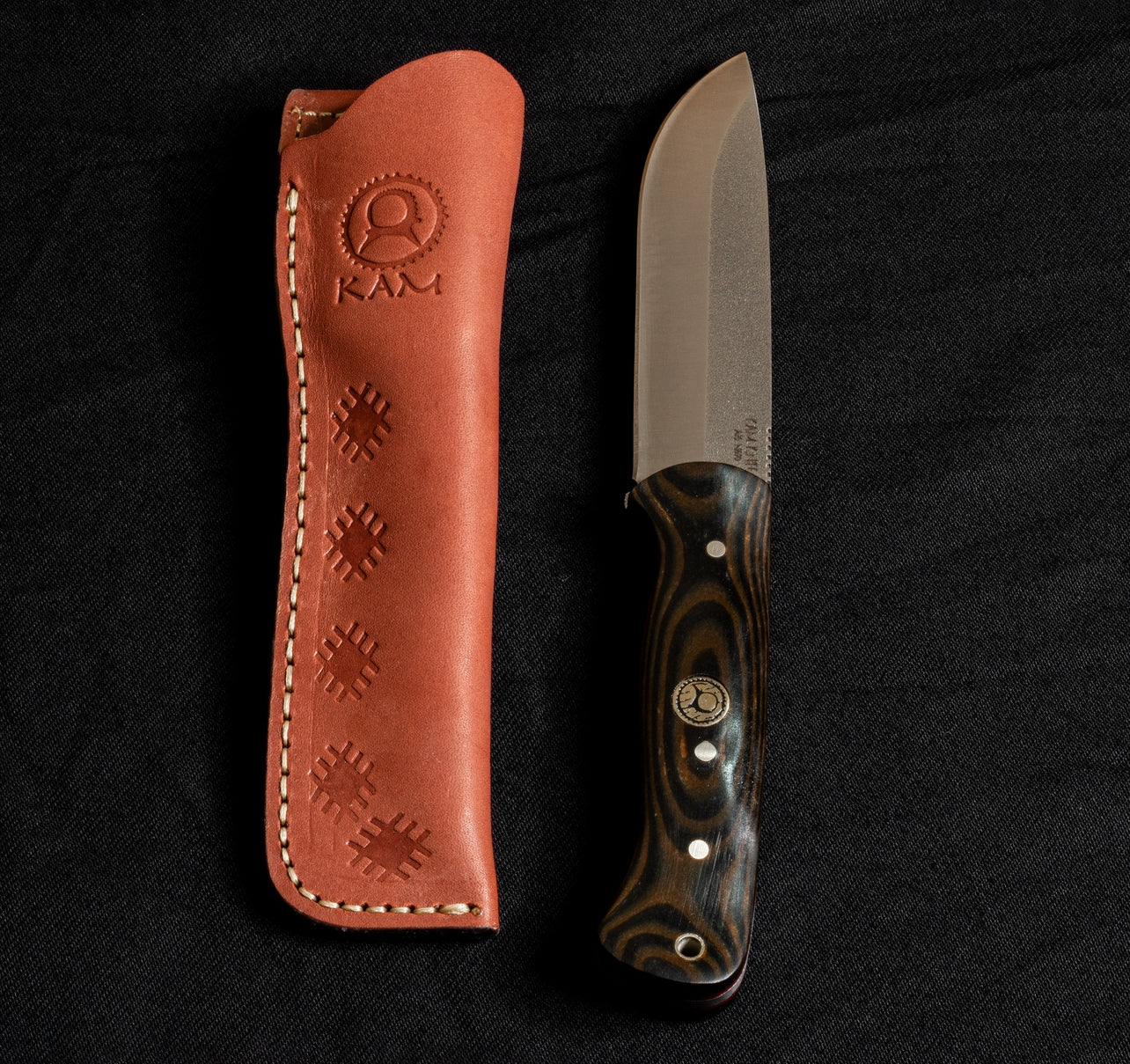 Bushcraft Av Orman  Bıçağı -  Siyah/Kahverengi Kompakt Mikarta - A10-4116