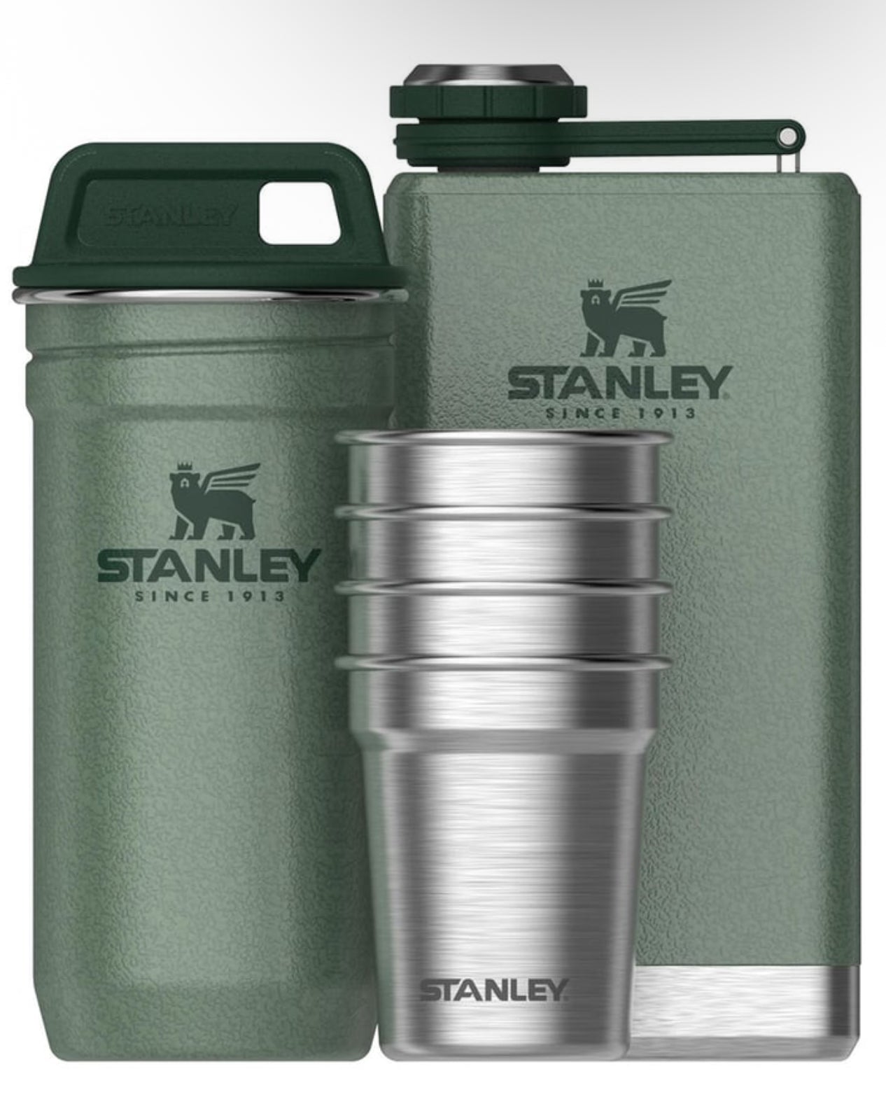 Stanley The Pre-Party Shot Glass + Flask Set Hammertone Green