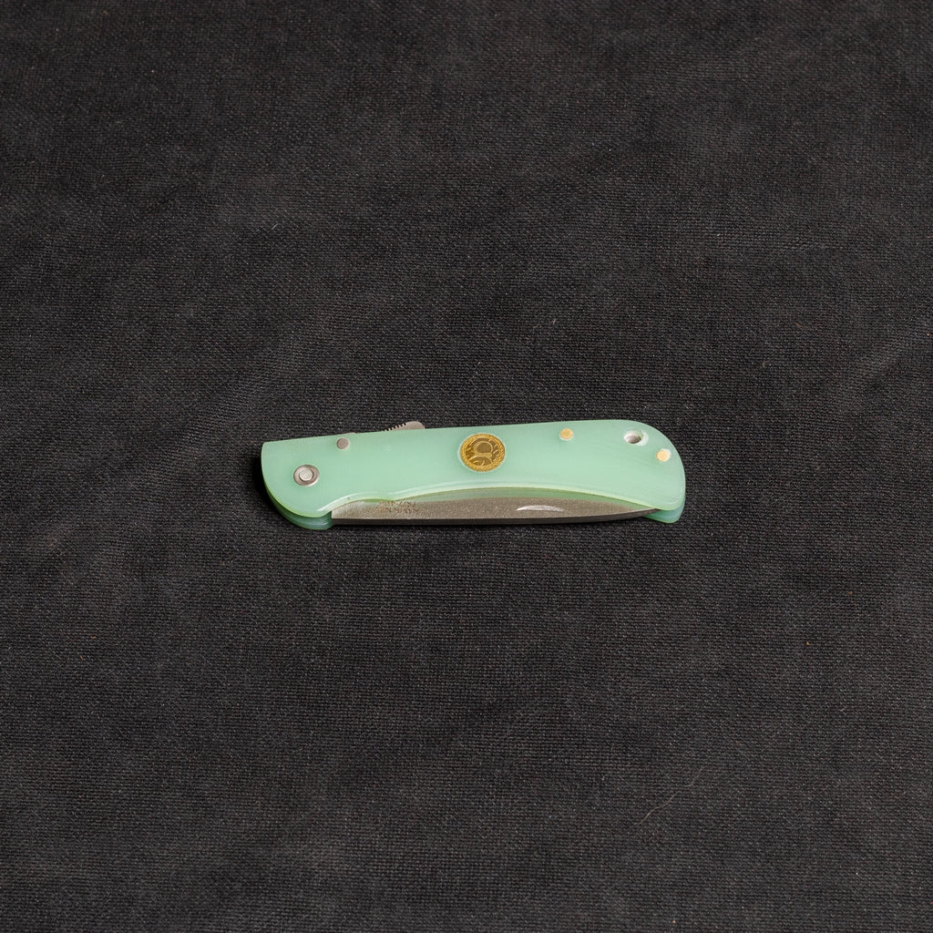 Back Lock Compact Mikarta Blue Striped Pocket Knife - PR77 4116