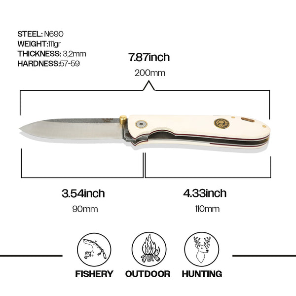 İçten Kilitli Tactical Çakı Beyaz - T20-N690