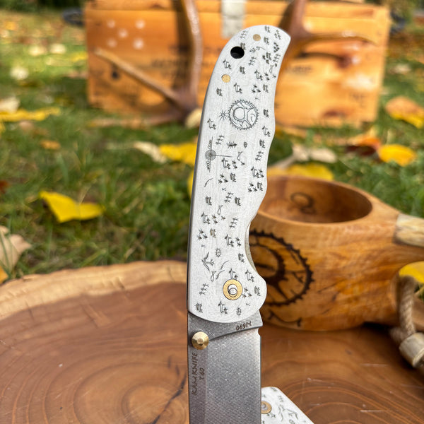 İçten Kilitli Rulmanlı Tactical Çakı Beyaz Kam DavuluDesenli- T40 - N690