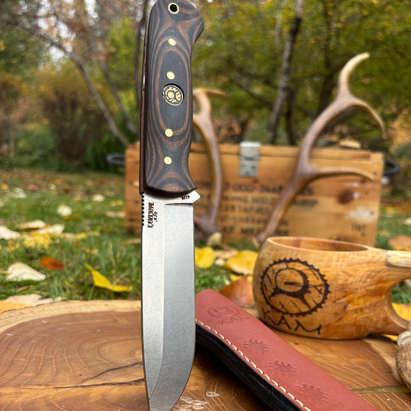 Bushcraft Av OrmanBıçağı -Siyah/Kahverengi Kompakt Mikarta - A10-4116