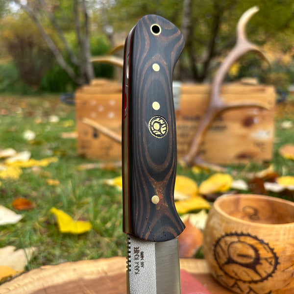 Bushcraft Av Orman Bıçağı - Siyah/Kahverengi Kompakt Mikarta - A10- N690