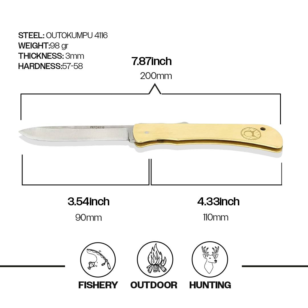 Sırttan Kilitli Pirinç Çakı - PR77-4116