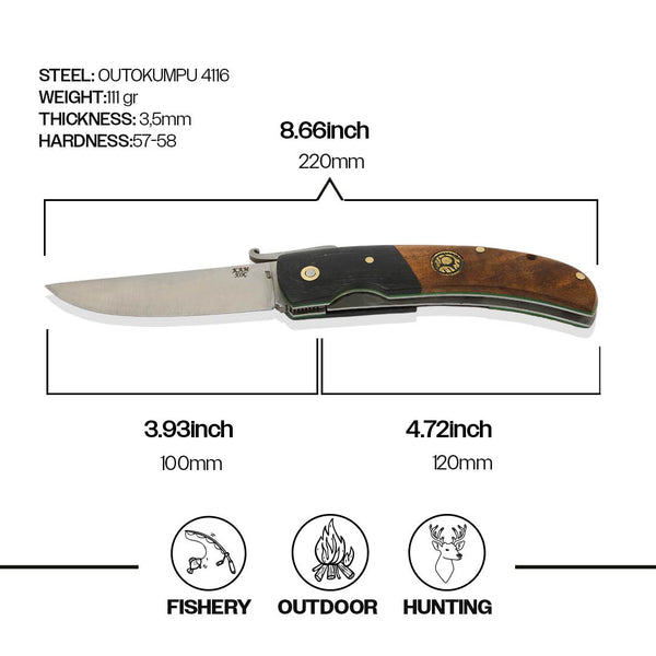 İçten Kilitli Koç Çakı Kök Ceviz/Siyah - 4116