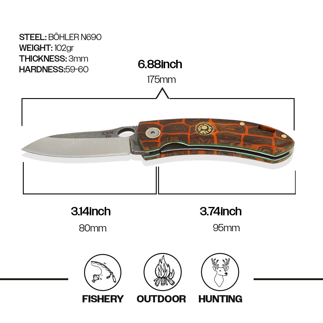 İçten Kilitli Tactical Çakı G-Mikarta Turuncu - T10-N690