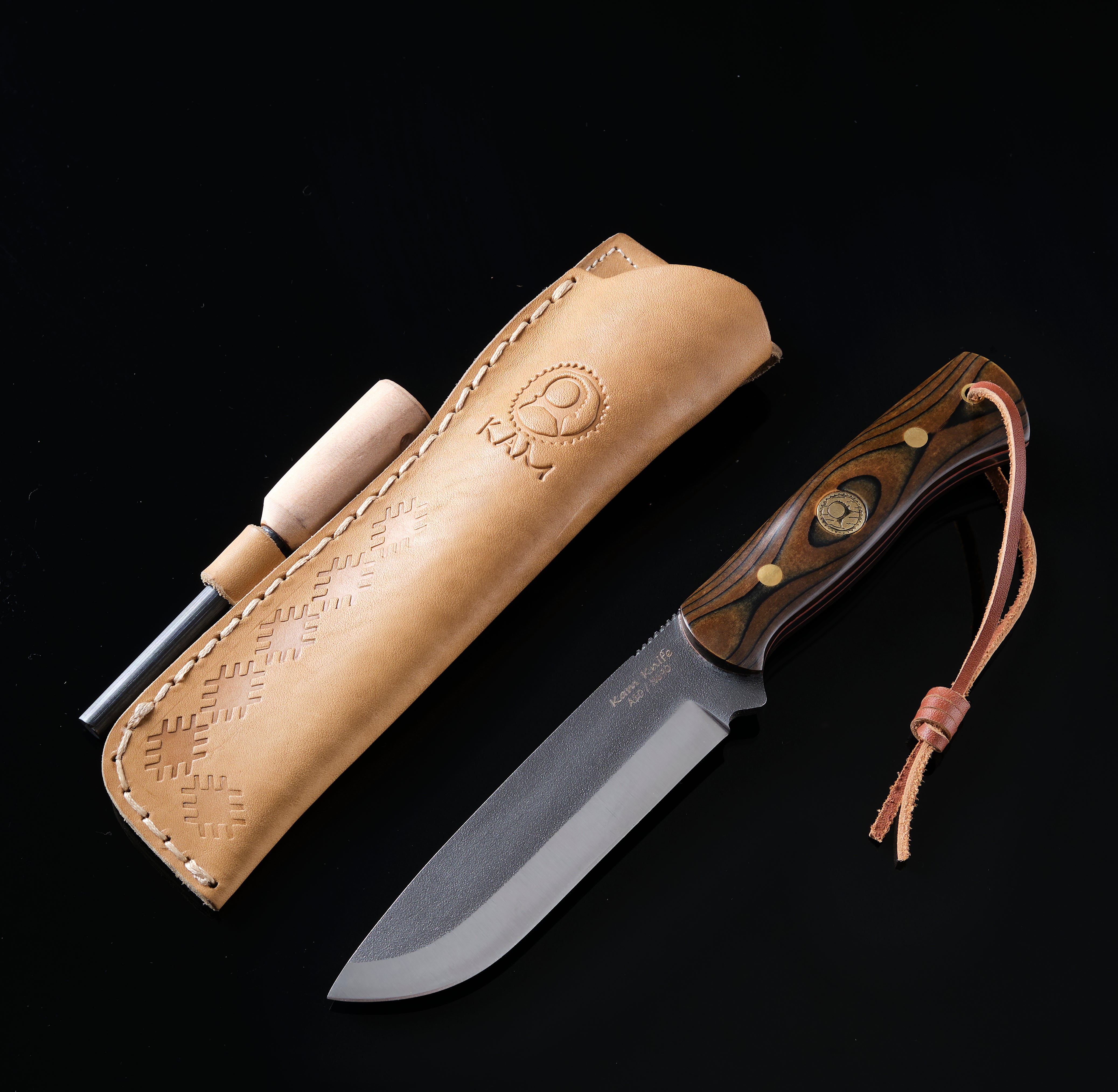 Bushcraft Av Orman Bıçağı - Siyah/Kahverengi Kompakt Mikarta - A10- N690