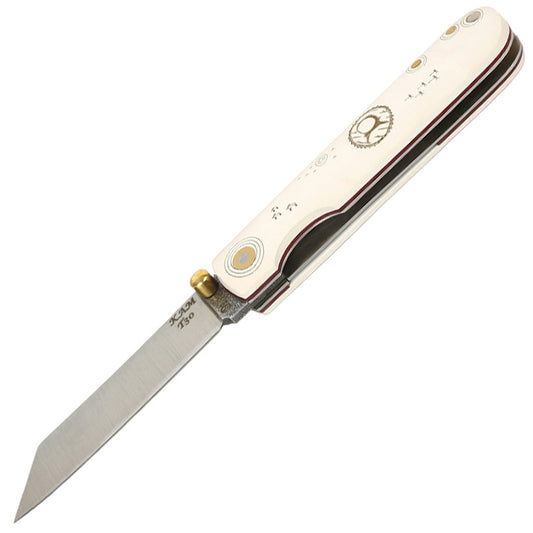 İçten Kilitli Tactical Katsu Çakı - Beyaz Kam Davulu İşlemeli - T30-D2