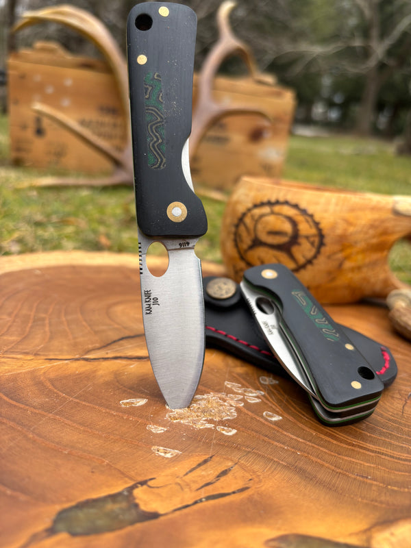 İçten Kilitli Günlük Çakı Siyah/Yeşil - G-Mikarta - J10 - 4116