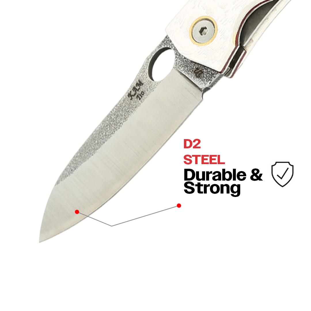 Kırçıllı Beyaz İçten Kilitli D2 Çakı T10-D2