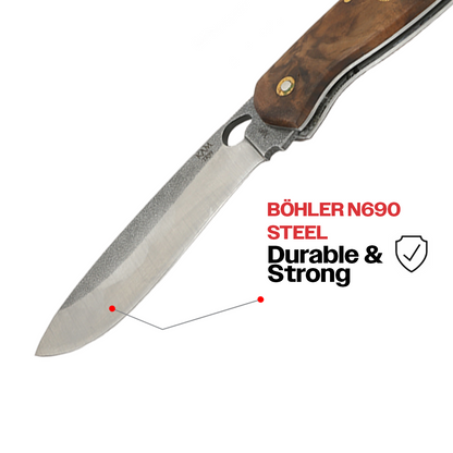 Doğa Tutkunlarına Özel: Büyük Boy Sırttan Kilitli Çakı Türk Kök Cevizi Koleksiyonu - TR99-N690