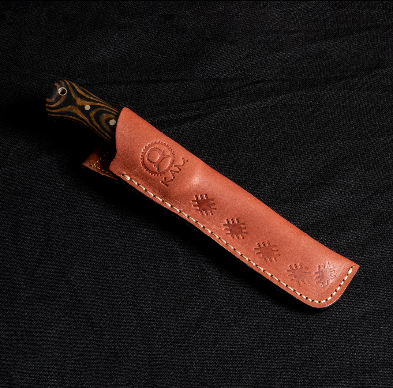 Bushcraft Av Orman Bıçağı - Siyah/Kahverengi Kompakt Mikarta - A10- N690