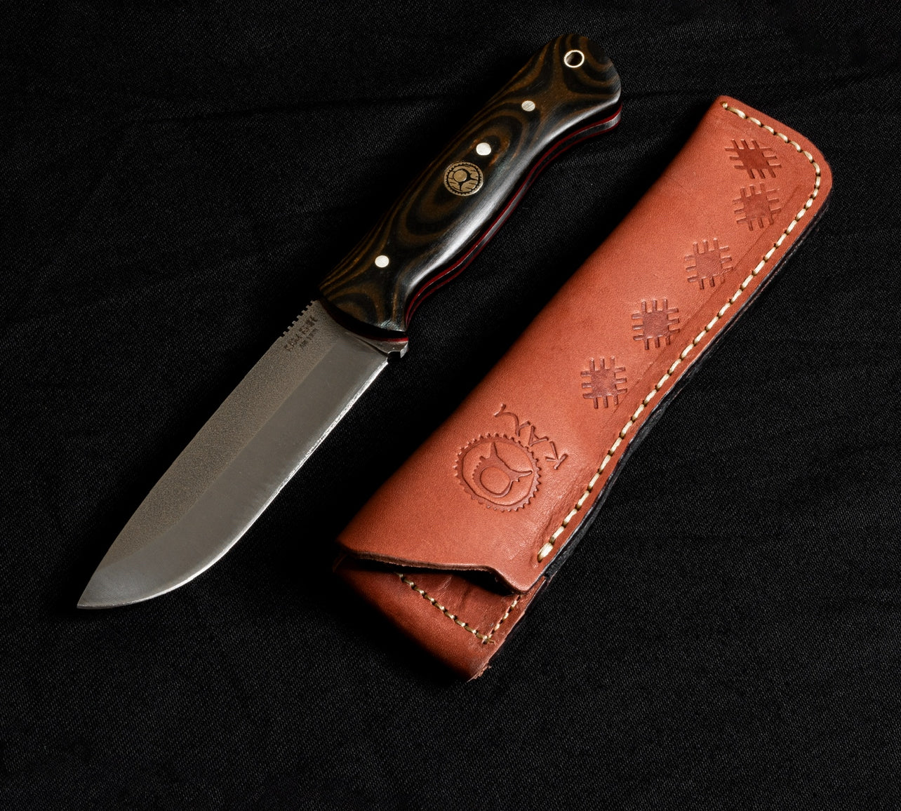 Bushcraft Av Orman  Bıçağı -  Siyah/Kahverengi Kompakt Mikarta - A10-4116