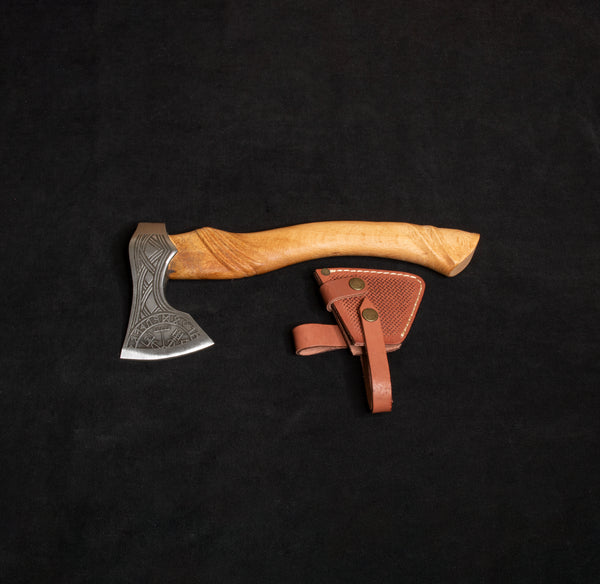 Kam Knife VikingDesenli Kamp Baltası Dövme Çelik