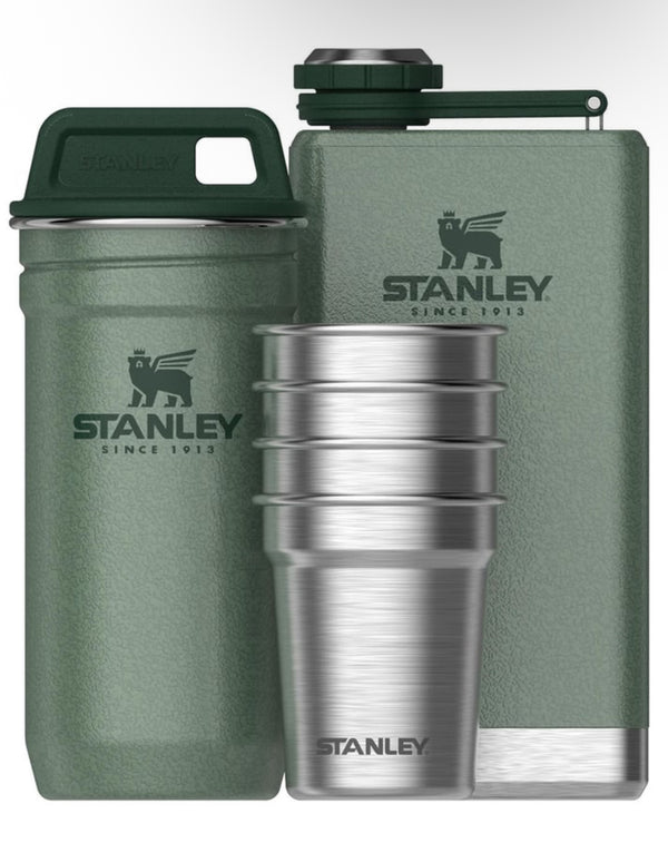 Stanley The Pre-Party Shot Glass + Flask Set Hammertone Green