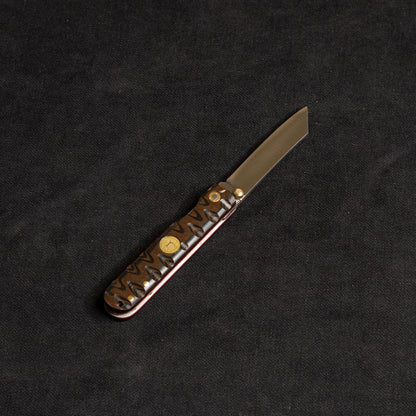 İçten Kilitli  Tactical Katsu Çakı - Siyah/Kahve İşlemeli Kabza -  T30 - N 690