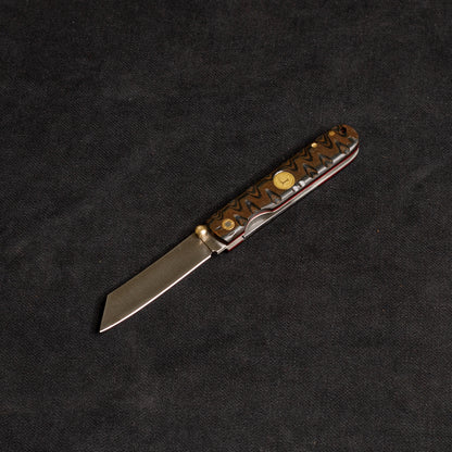 İçten Kilitli  Tactical Katsu Çakı - Siyah/Kahve İşlemeli Kabza -  T30 - N 690