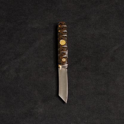 İçten Kilitli  Tactical Katsu Çakı - Siyah/Kahve İşlemeli Kabza -  T30 - N 690