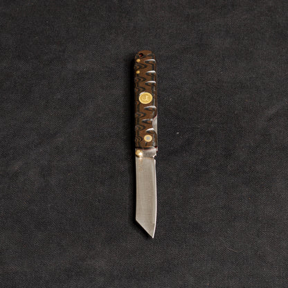 İçten Kilitli  Tactical Katsu Çakı - Siyah/Kahve İşlemeli Kabza -  T30 - N 690