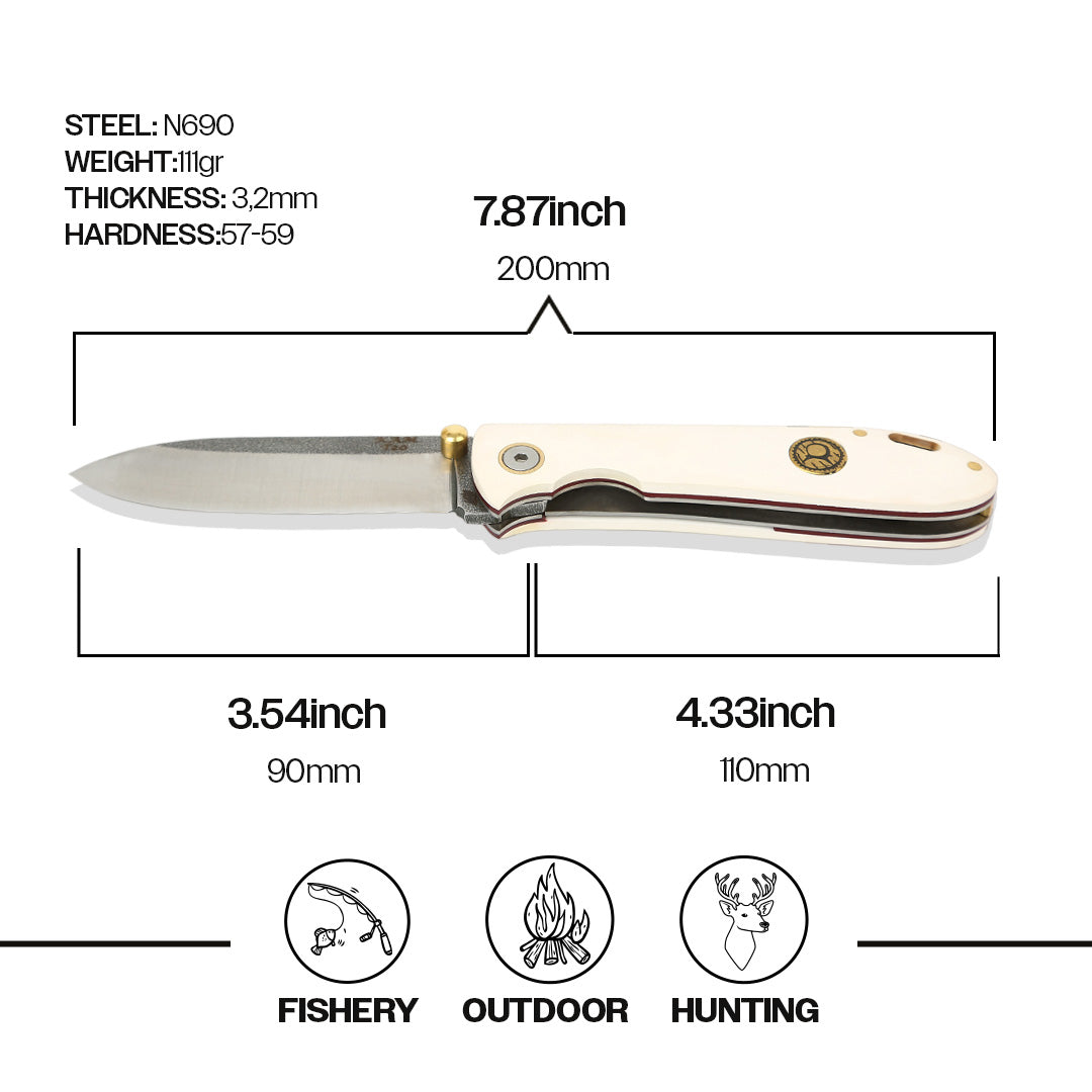 İçten Kilitli Tactical Çakı Beyaz - T20-N690