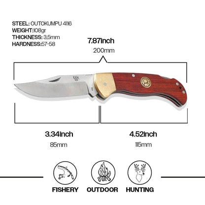 Sırttan Kilitli Çakı Paduk Kızıl - Pirinç - K10-4116