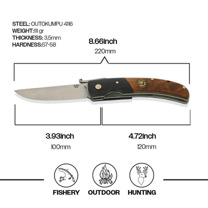 İçten Kilitli Koç Çakı Kök Ceviz/Siyah - 4116