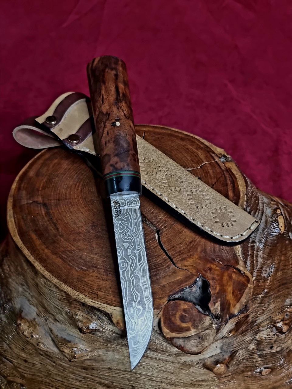 Puukko Av, Balıkçılık ve Kamp Bıçağı Ceviz - P10-DAMASCUS