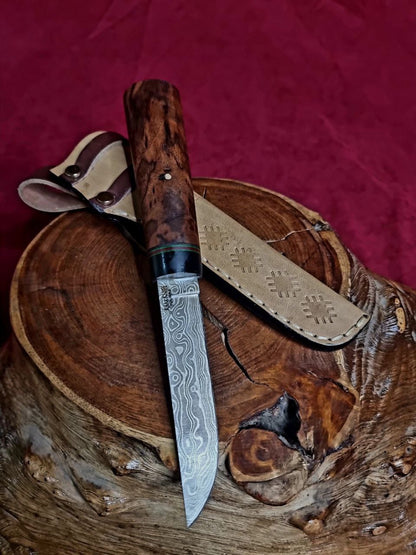 Puukko Av, Balıkçılık ve Kamp Bıçağı Ceviz - P10-DAMASCUS