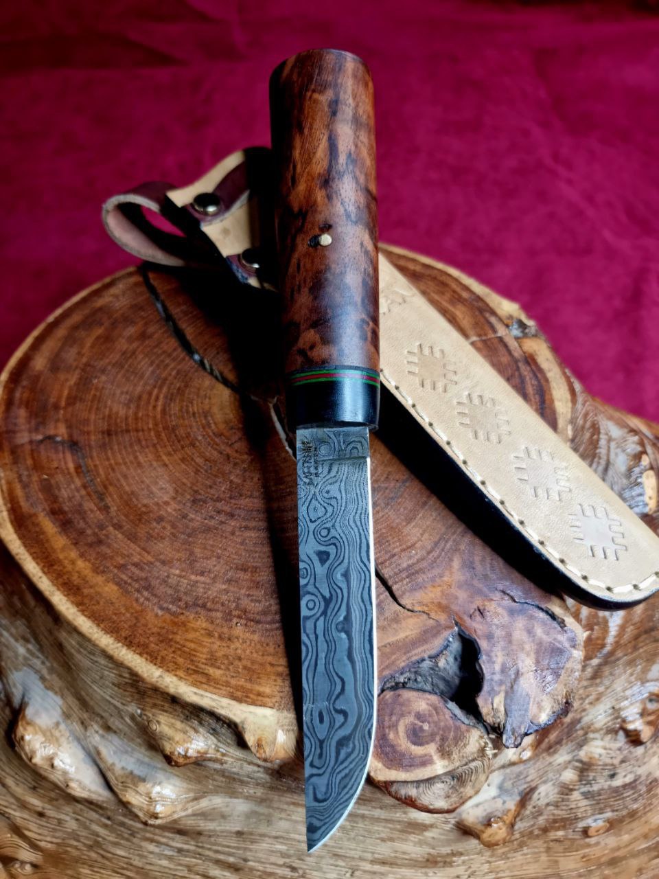 Puukko Av, Balıkçılık ve Kamp Bıçağı Ceviz - P10-DAMASCUS