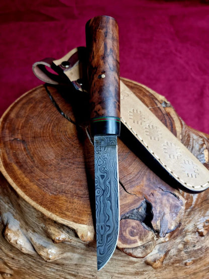 Puukko Av, Balıkçılık ve Kamp Bıçağı Ceviz - P10-DAMASCUS