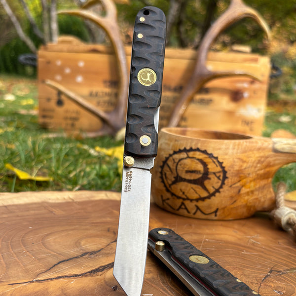 İçten KilitliTactical Katsu Çakı - Siyah/Kahve İşlemeli Kabza -T30 - N 690